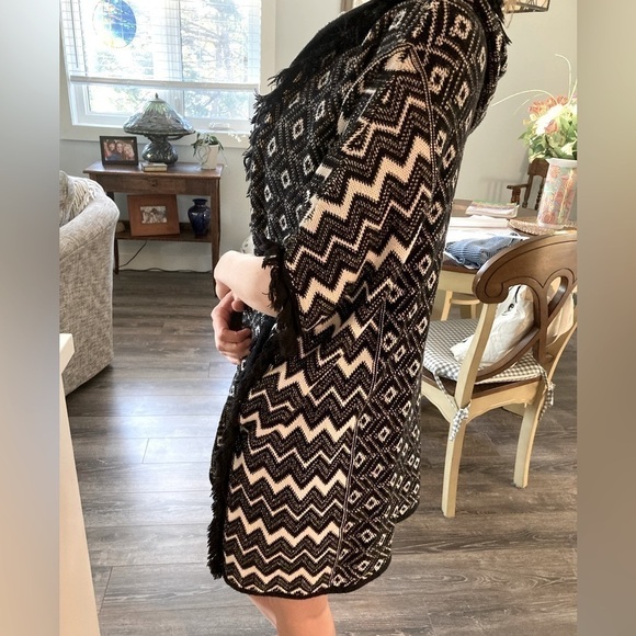 𝅺IF IT WERE ME 100% Cotton BLACK AND WHITE BOHO PONCHO - Size Small - Picture 3 of 12